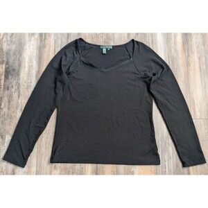 Lauren Ralph Lauren Women's Long Sleeve T-Shirt Black Size Large Classic Preppy